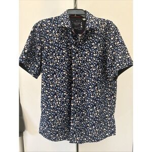 Silver Stone Floral Print Button Up Shirt Modern Fit Short Sleeve XL 00013